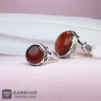 انگشتر ست عقیق یمنی سرخ همراه حرز امام جواد و تربت امام‌ حسین