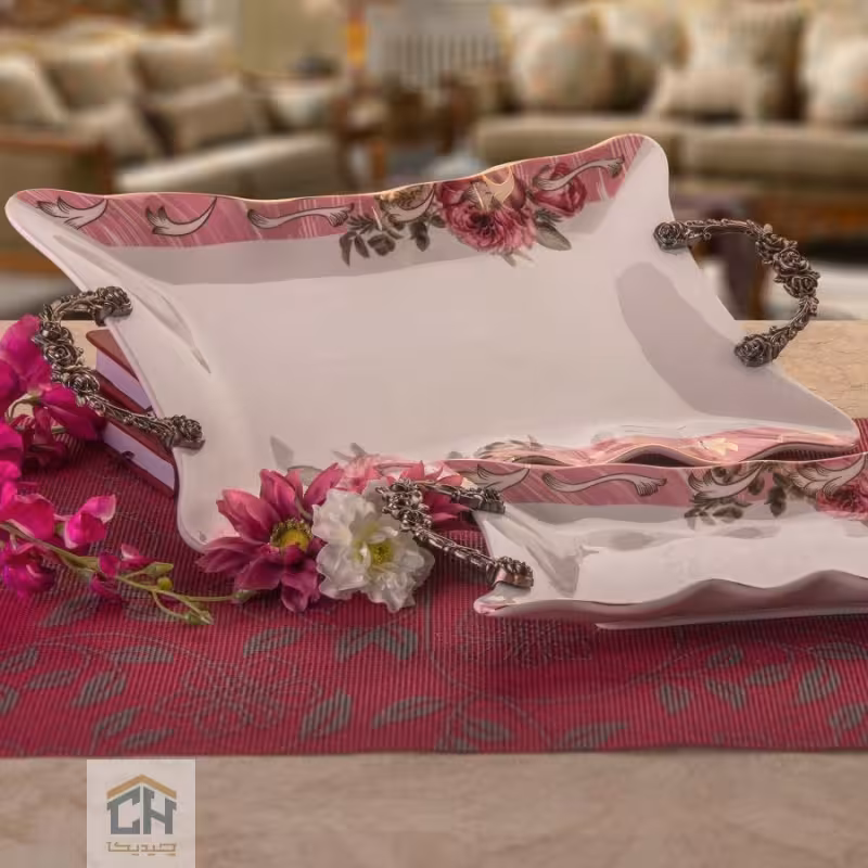 دیس مستطیل دسته پیوتر گلدکیش طرح Romance مدل GK638917