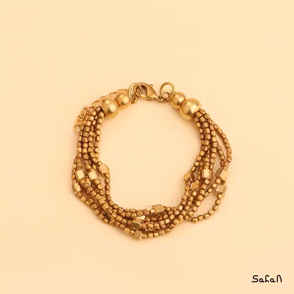 دستبند هندی برنجی طلایی منجوقی