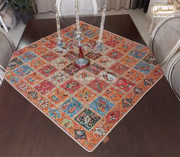 رومیزی 1×1 ترمه هاشمی کد 22 با 4 رنگ متنوع