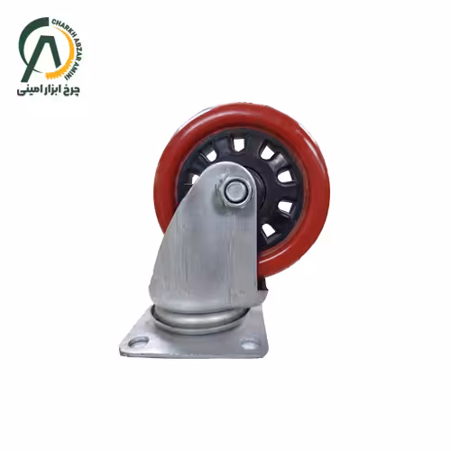 چرخ پلی آمید قرمز پره ای گردان قطر 100 میلی متر