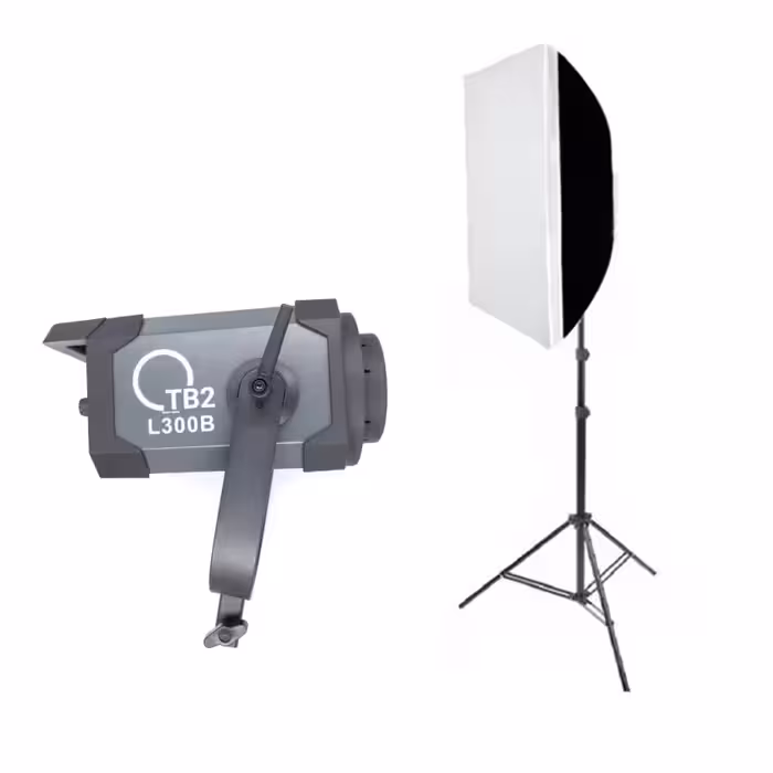 ویدئولایت TB2 L300b همراه با پایه ایلکین 260 و سافت باکس 60x90 بدون شطرنجی