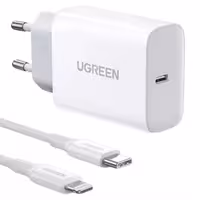 شارژر دیواری 20 وات با پورت USB-C PD همراه با کابل USB-C to Lightning یوگرین مدل Ugreen CD137