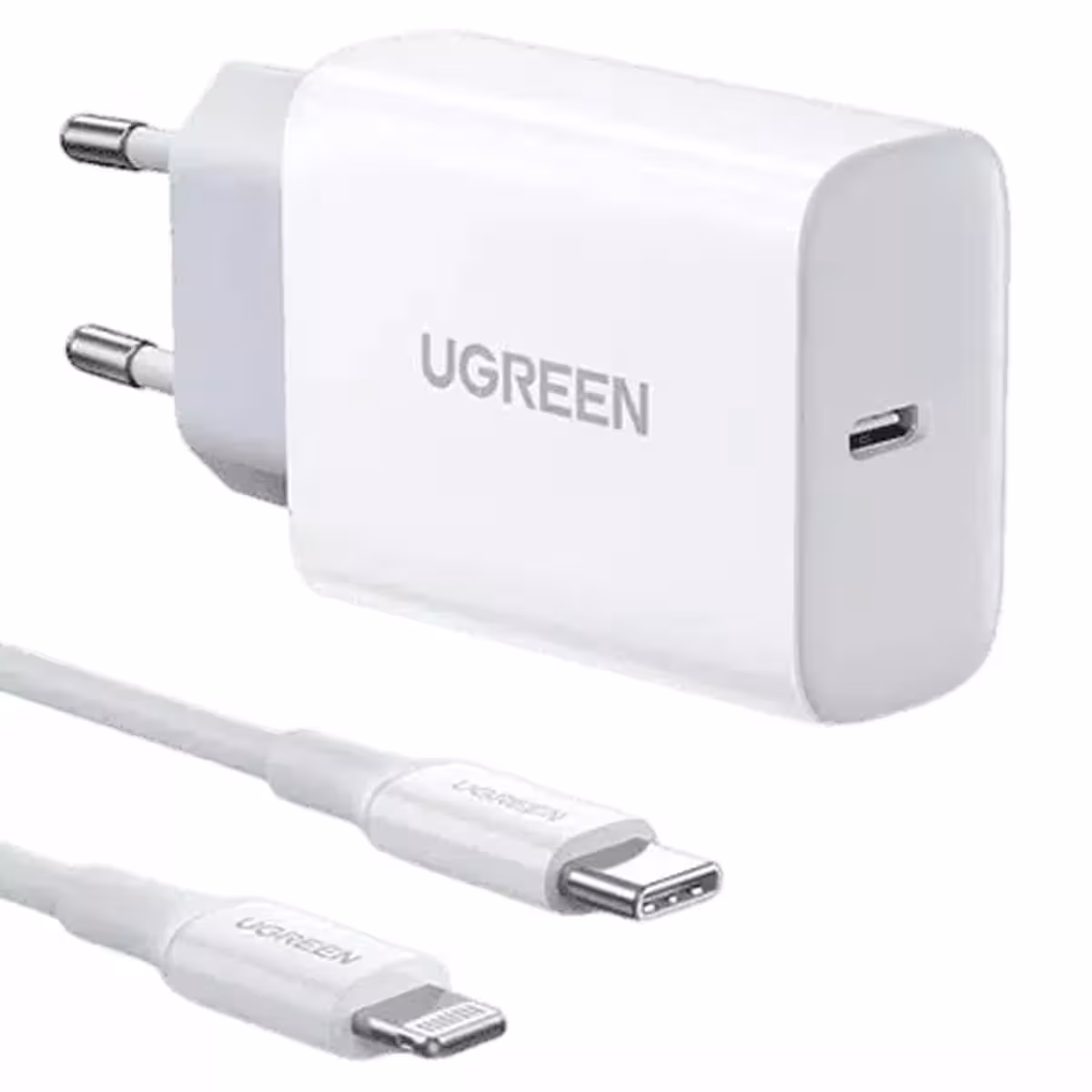 شارژر دیواری 20 وات با پورت USB-C PD همراه با کابل USB-C to Lightning یوگرین مدل Ugreen CD137