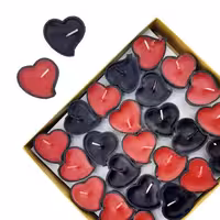 شمع وارمر قلبی مشکی و قرمز بسته 50 عددی