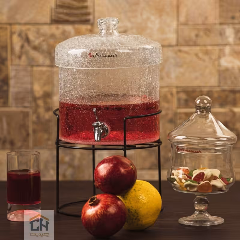 کلمن شیشه ای پایه فلزی طرح الماس مدل 3243