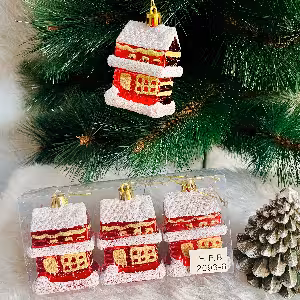 اویز کلبه کریسمس طلایی 8 سانت کد 247