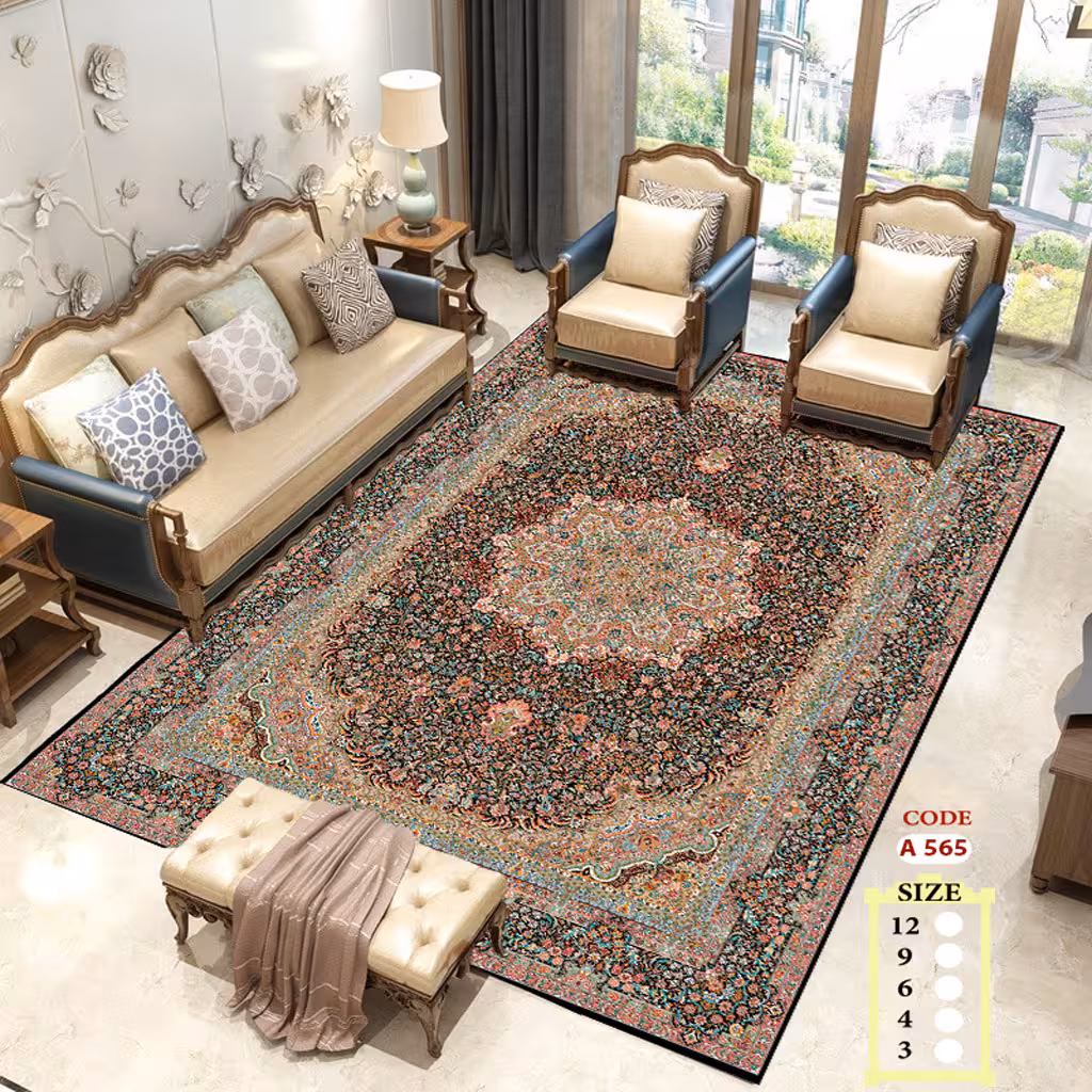 روفرشی کشدار مخمل شانل تراکم بالاطرح فرش کد 565
