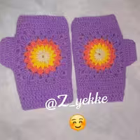 دستکش موتیف طرح گل آفتابگردان کد 122