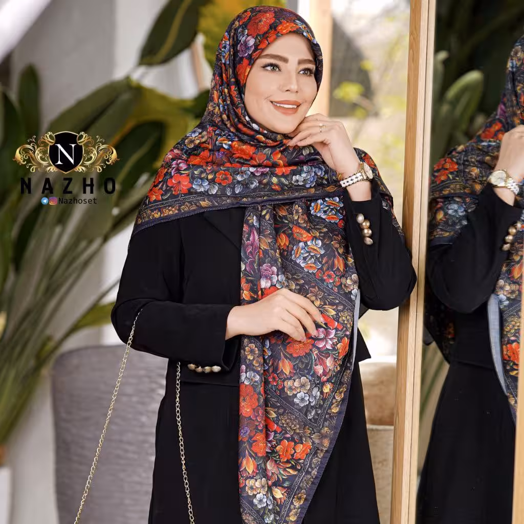 روسری نخی قواره 140 سنتی گل قرمز