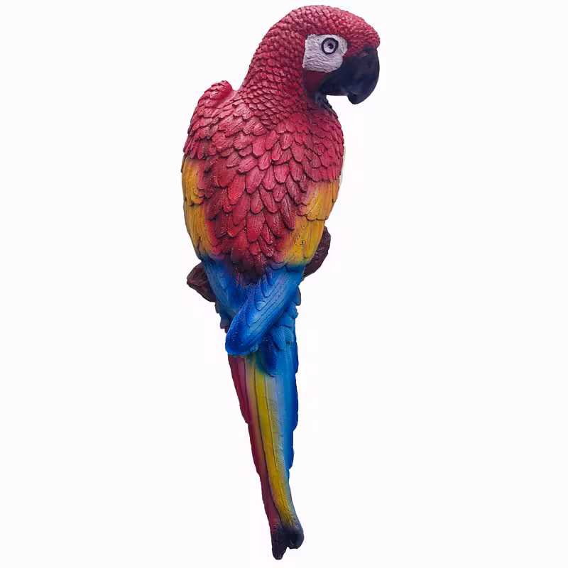 مجسمه و دیوارکوب طوطی ماکائو اسکارلت