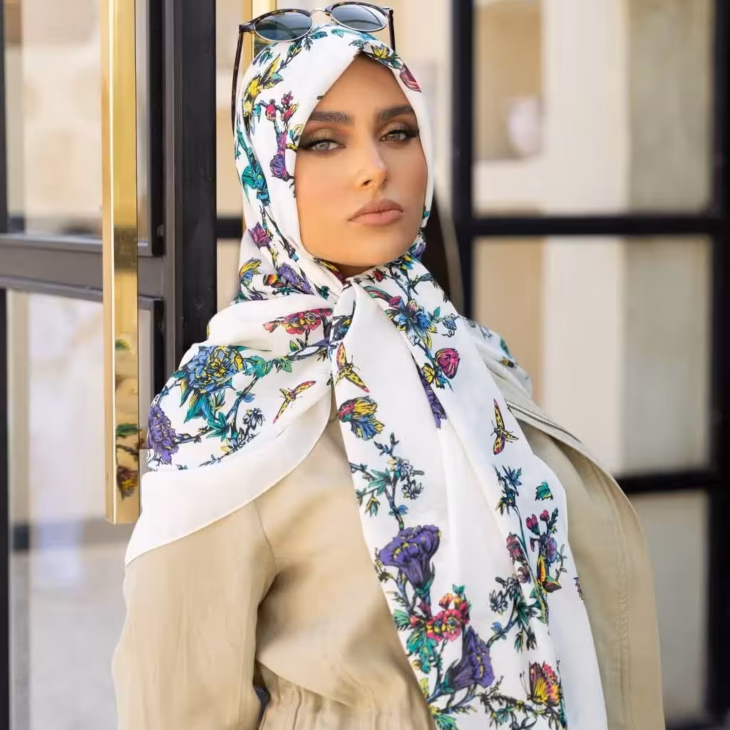 روسری وال نخی ترک منگوله دار رنگ سفید ارسال رایگان 