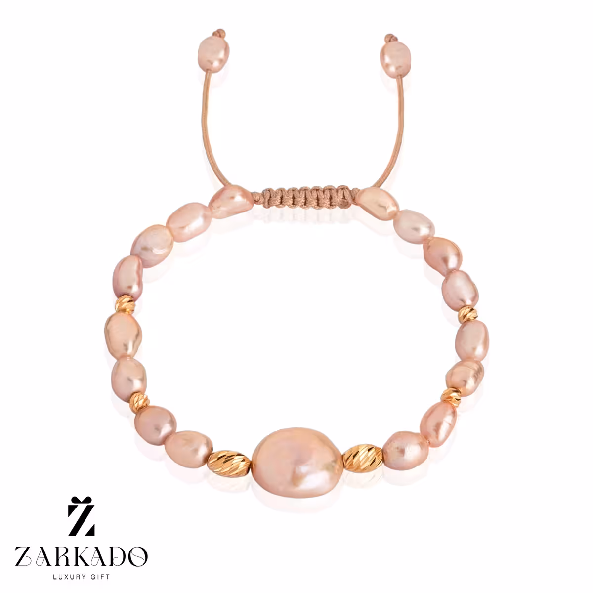 دستبند مروارید پرورشی و باروک و گوی البرنادو طلا