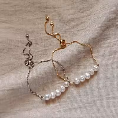 دستبند مروارید پرورشی با بند آسانسوری