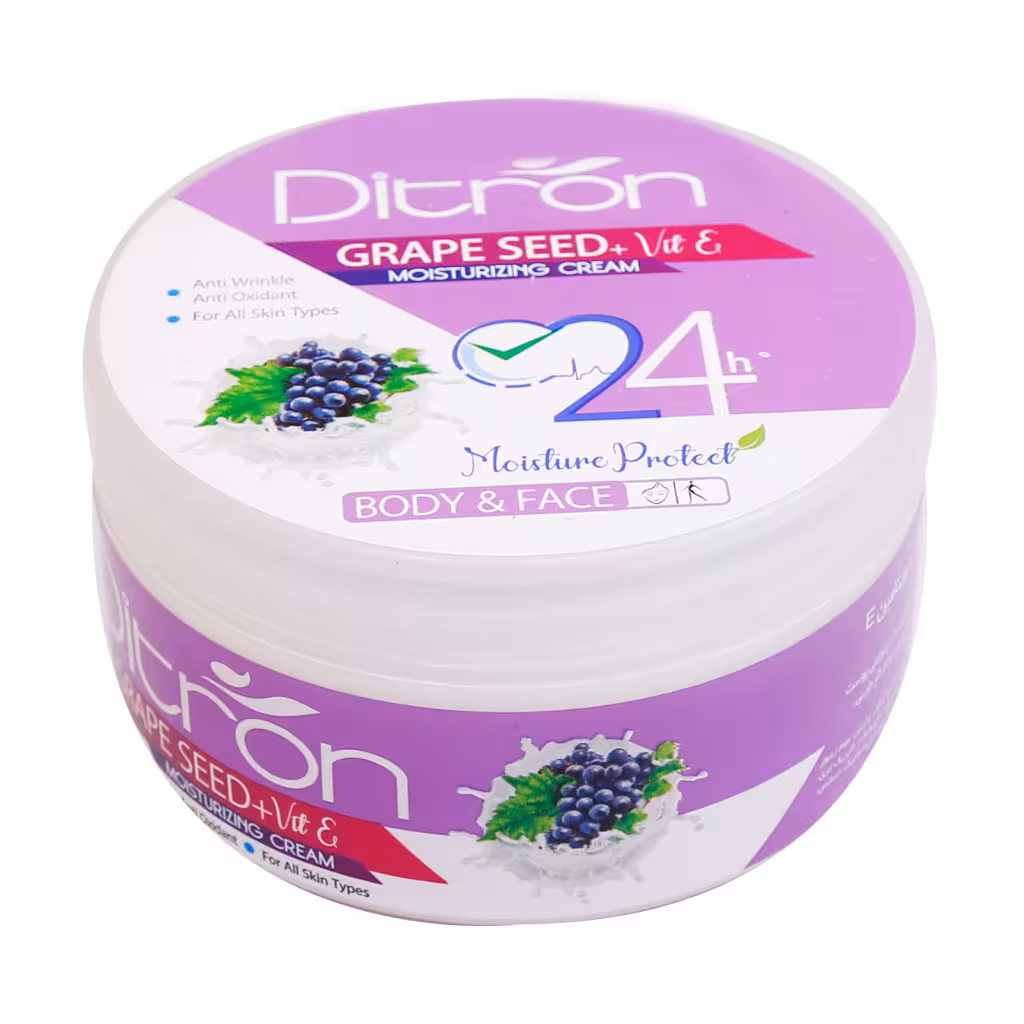 کرم مرطوب کننده کاسه ای روغن هسته انگور دیترون GRAPE SEED VIT E MOISTURIZING CREAM DITRON