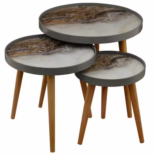 میز عسلی سه تکه مدل ALMA کد LUCCA-731 رنگ WHITE و GRAY