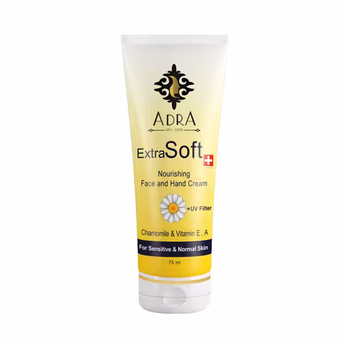 کرم تیوپی دست و صورت آدرا حاوی عصاره بابونهAdra Extra Soft Chamomile Nourishing Face And Hand Cream