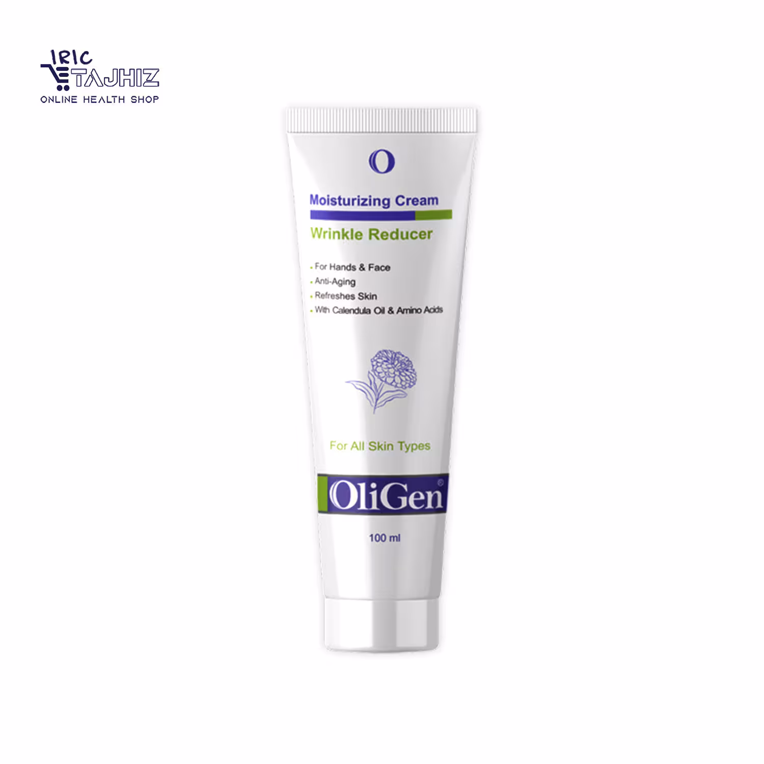 کرم مرطوب کننده دست و صورت با اثر ضد چروک الی ژن OliGen حجم 100 میلی لیتر