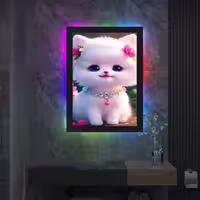 تابلو نوری مدل گربه عروسکی طرح کنترلی مولتی کالر RGB