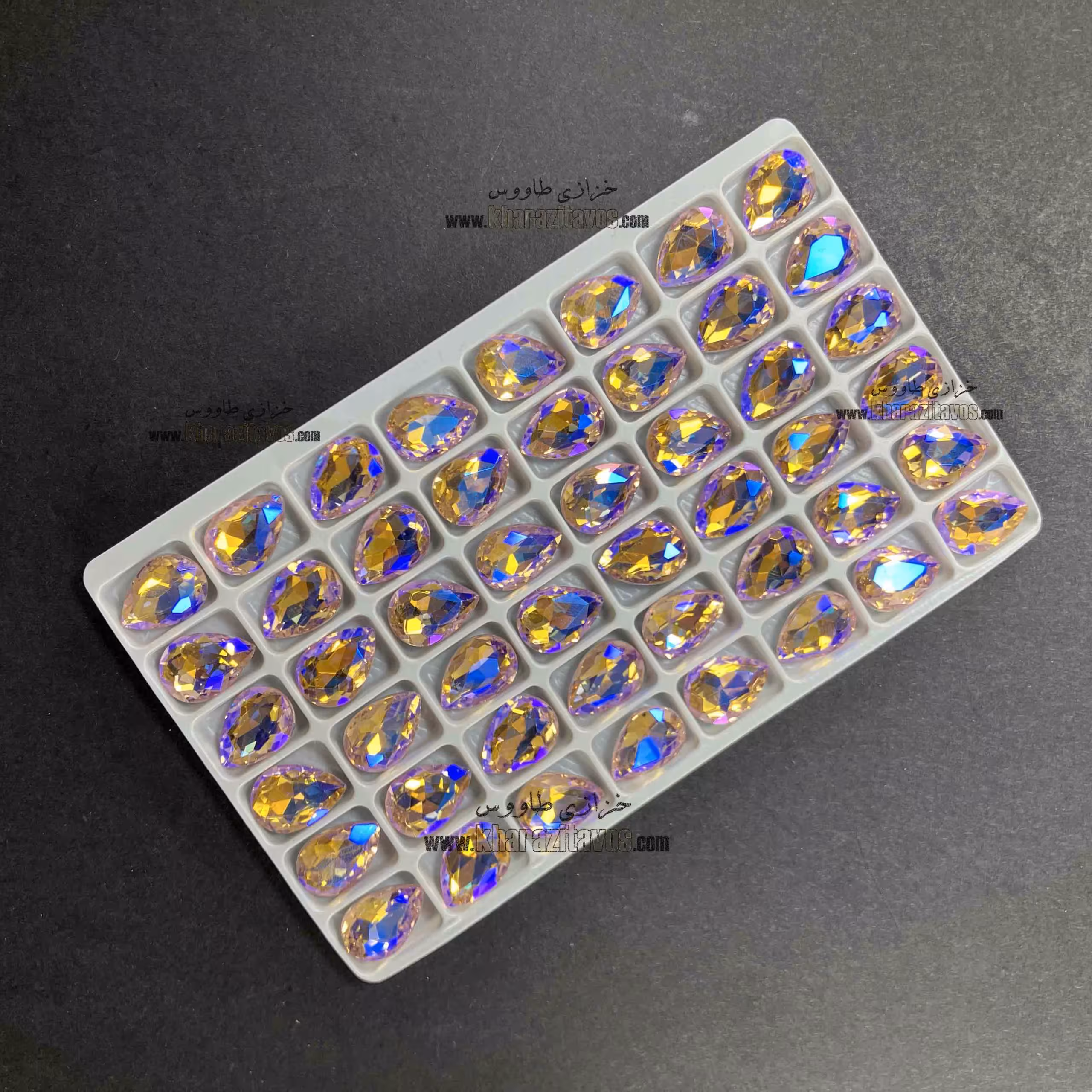 اشک سنگی 10 در 14 ( صورتی هفت رنگ ) ورق 48 عددی
