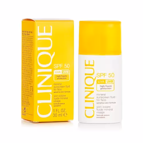 ضد آفتاب مینرال فلوئید کلینیک با SPF50 بی رنگ مناسب پوست حساس 30 میل