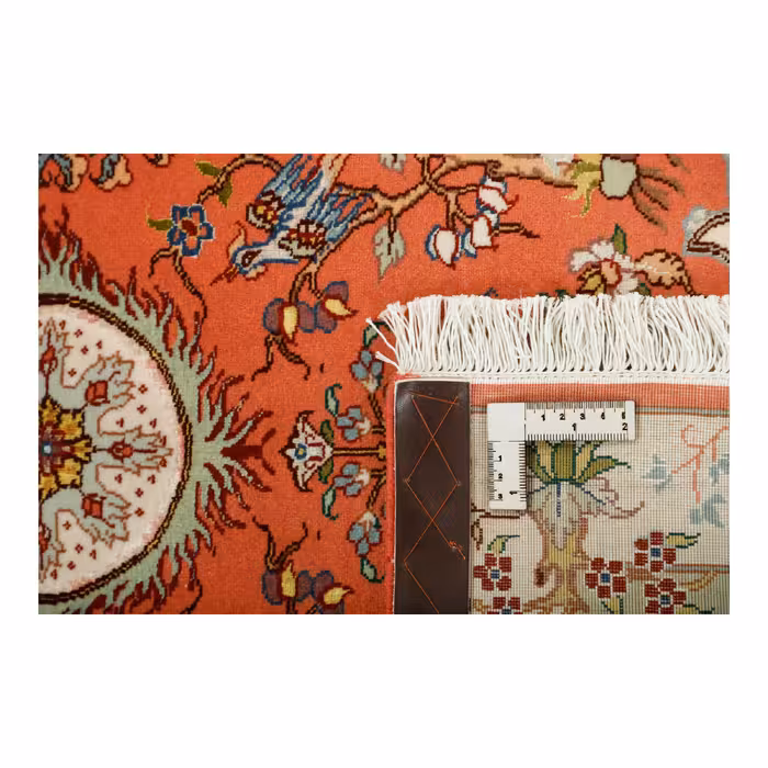 فرش دستبافت یک متری مدل گل ابریشم تبریز کد a537791