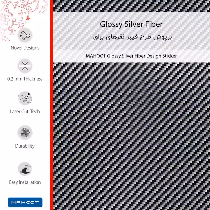 برچسب پوششی ماهوت مدل Glossy-Silver-Fiber مناسب برای گوشی موبایل اپل iPhone 14 Pro