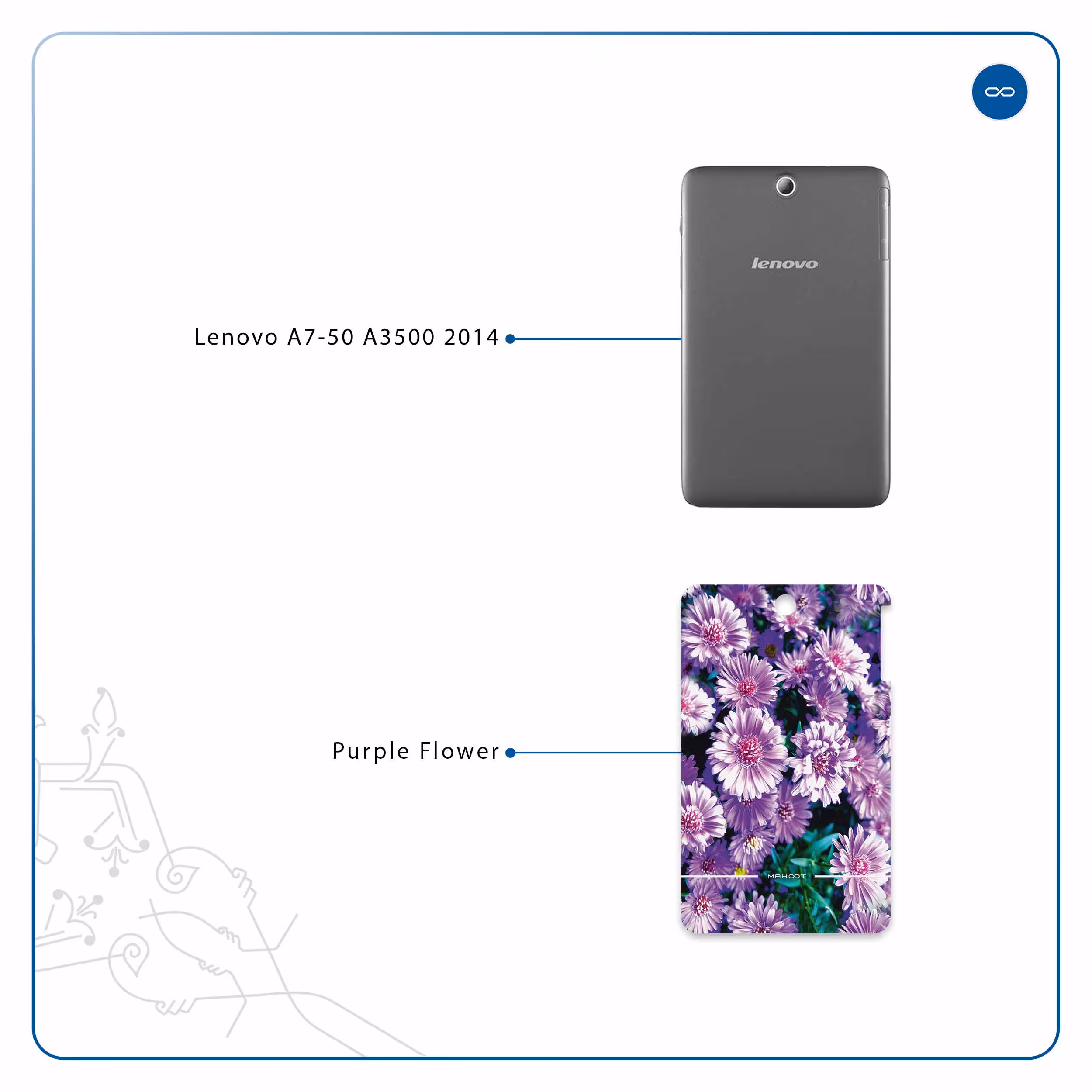 برچسب پوششی ماهوت مدل Purple-Flower مناسب برای تبلت لنوو A7-50 A3500 2014
