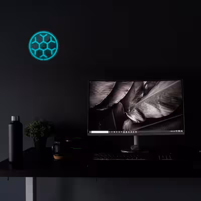 چراغ دیواری نئون دیزاین طرح Soccer-Ball-GL_TBL