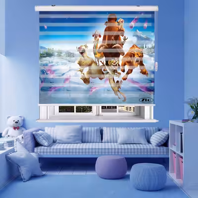  پرده زبرا زیو طرح عصر یخبندان K3128 سایز 200x150 سانتی متر