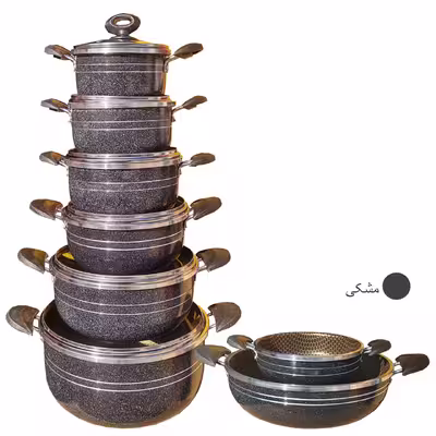 سرویس پخت و پز 14 پارچه هلنا طرح چدن مدل 55410