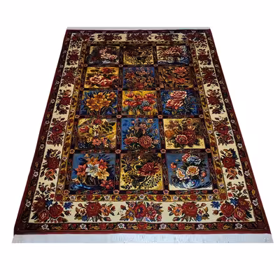 فرش دستباف شش متری طرح خشتی مدل AA یک جفت