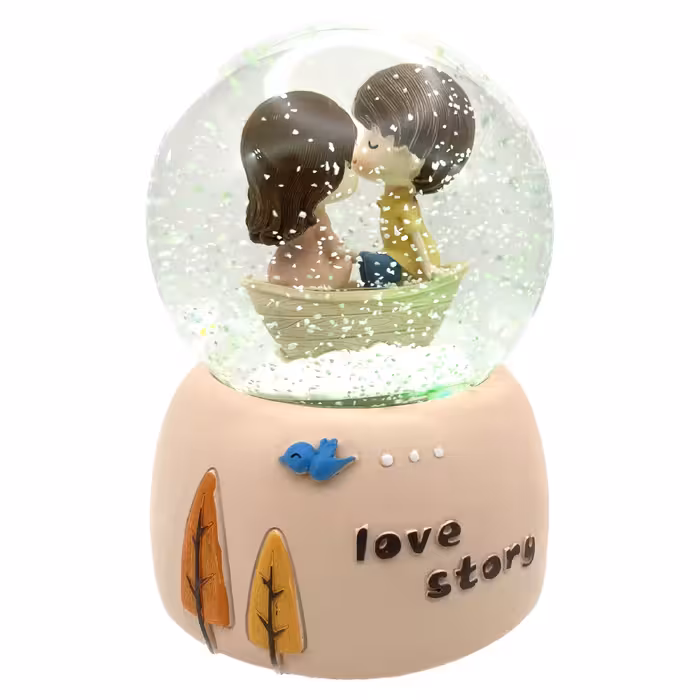 گوی موزیکال مدل پمپی Love Story طرح گنجشک و درخت کد PA4071