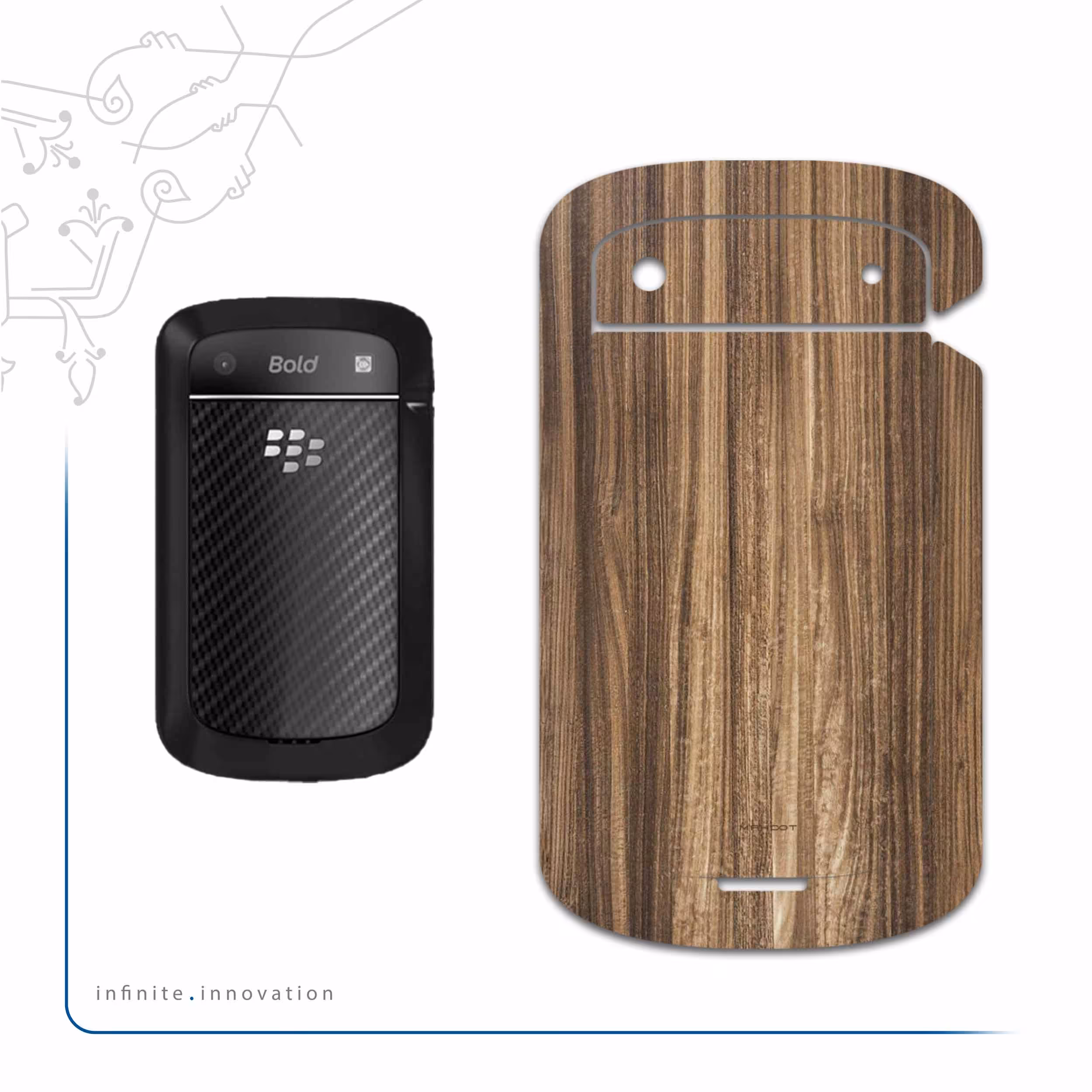 برچسب پوششی ماهوت مدل Light-Walnut-Wood مناسب برای گوشی موبایل بلک بری Bold Touch 9900
