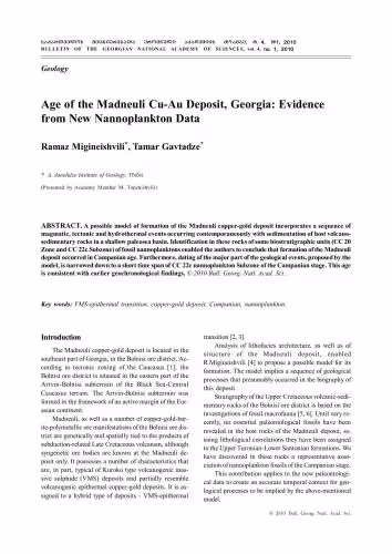 خرید و دانلود نسخه کامل کتاب Age of the Madneuli Cu-Au Deposit, Georgia: Evidence from New Nannoplankton Data