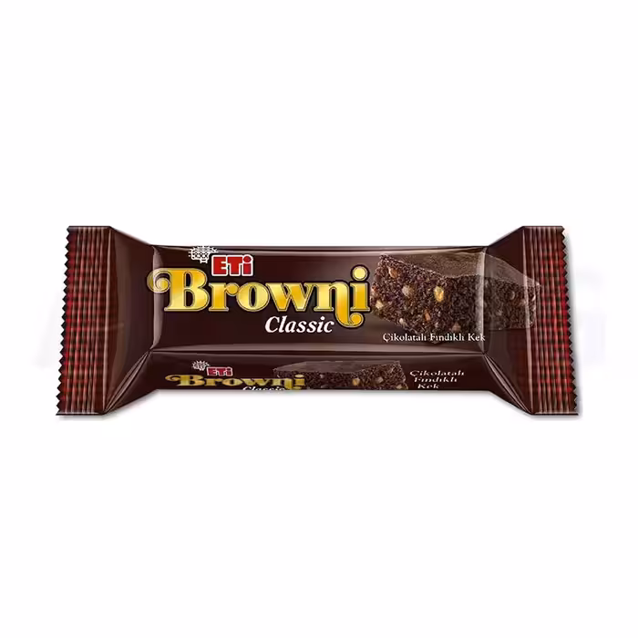 کیک فندقی براونی اتی با روکش شکلاتی وزن 40 گرمی