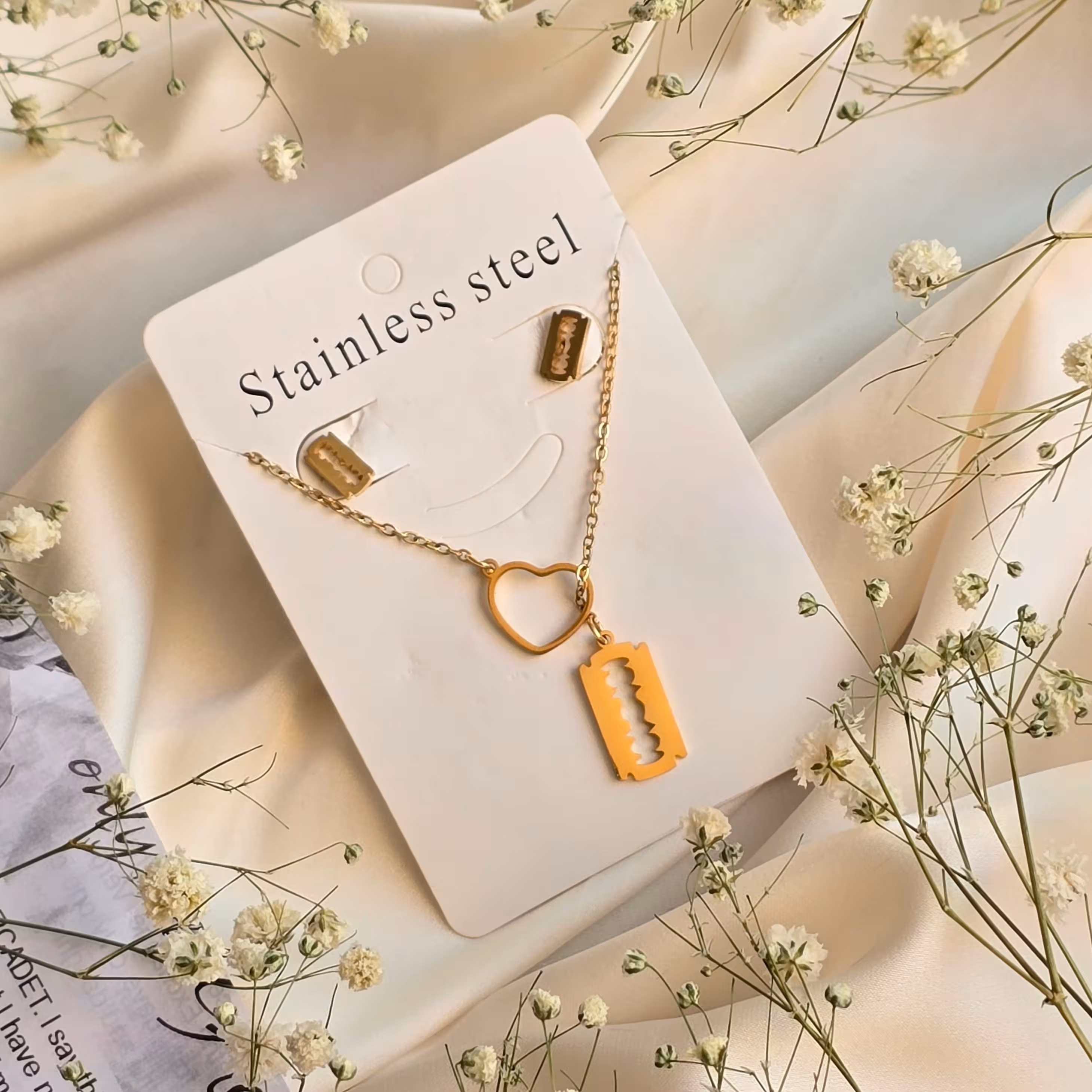 نیمست استیل رنگ ثابت طرح های مختلف    پلاک زنجیر گوشواره بدلیجات