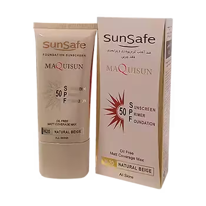 ضدآفتاب کرم پودری و پرایمری سان سیف انواع پوست بژ طبیعی spf50