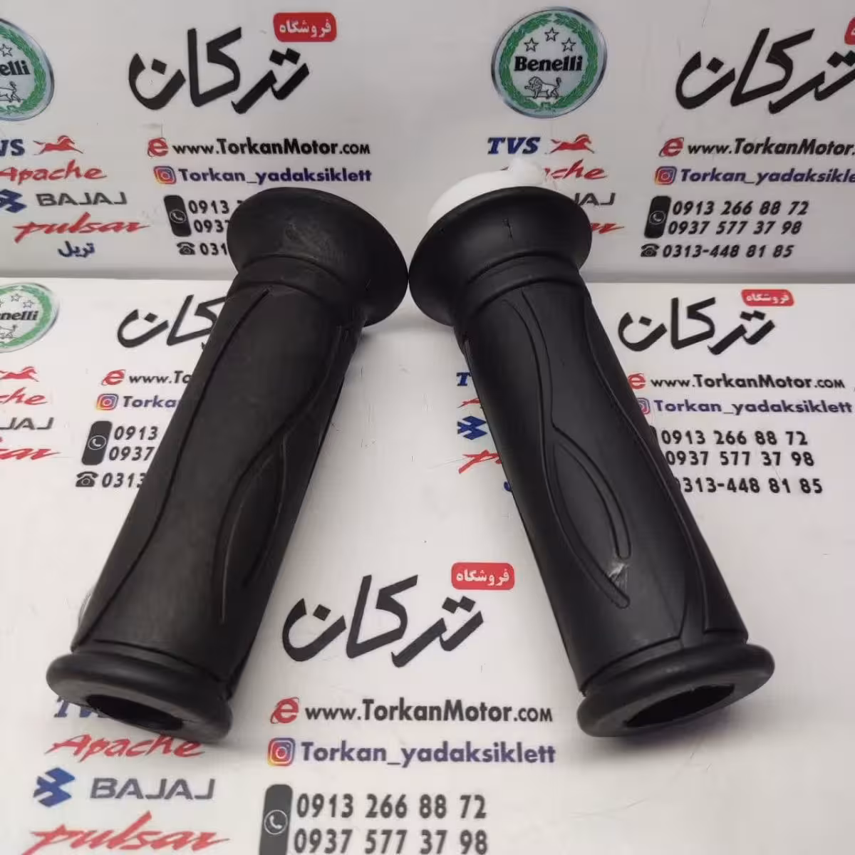 لاستیک سر دسته فرمان گاز و کلاچ با استخوانی موتور TVS راکس کیفیت درجه 1 (جفتی)