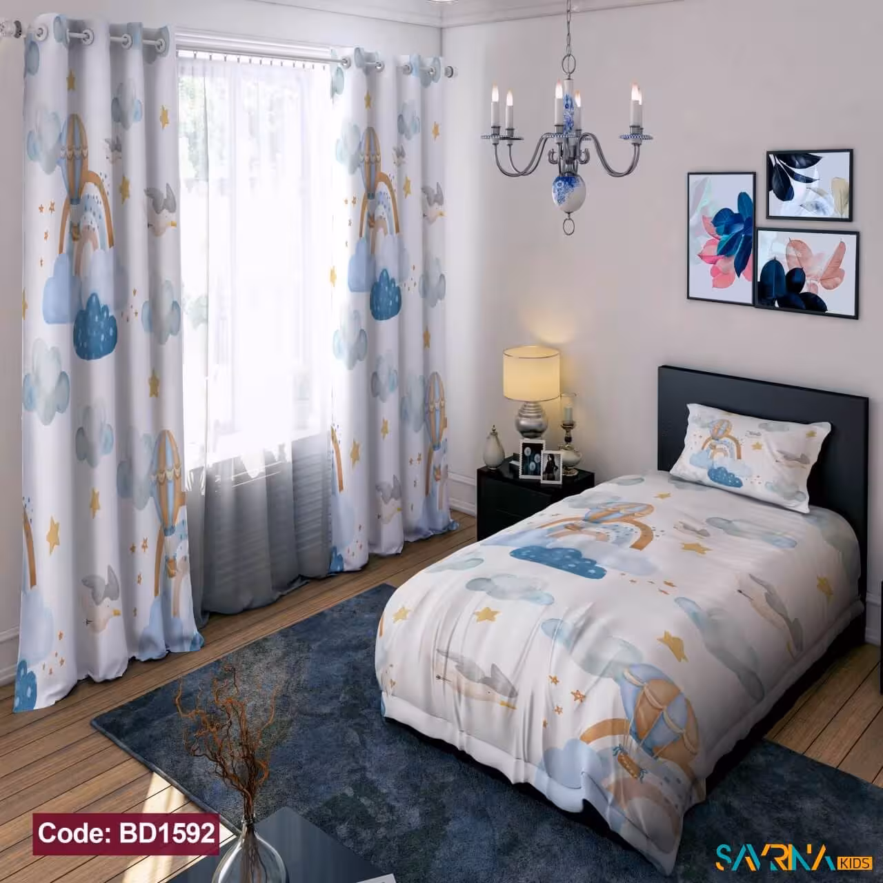 ست اتاق خواب طرح ابر و رنگین کمان کد BD1592