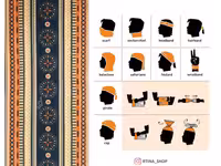 اسکارف دستمال گردن رنگی طرح ستاره 8 پر