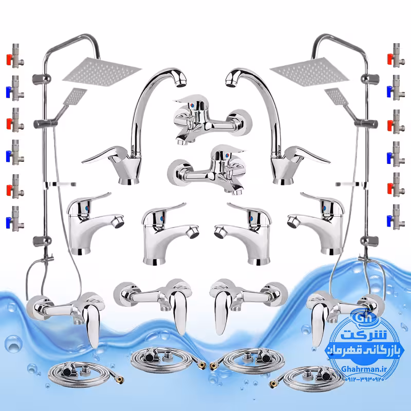 ست 30 عددی شیرآلات برند آیدا صنعت مدل قهرمان اردکی | سه عدد شیر ظرفشویی   سه عدد شیر روشویی   سه عدد شیر حمام   سه عدد شیر توالت   سه عدد علم دوش یونیورست مدل صفحه استیل   سه عدد شلنگ توالت   سه عدد شلنگ استیل   دوازده عدد شیر پیسوار | کروم براق