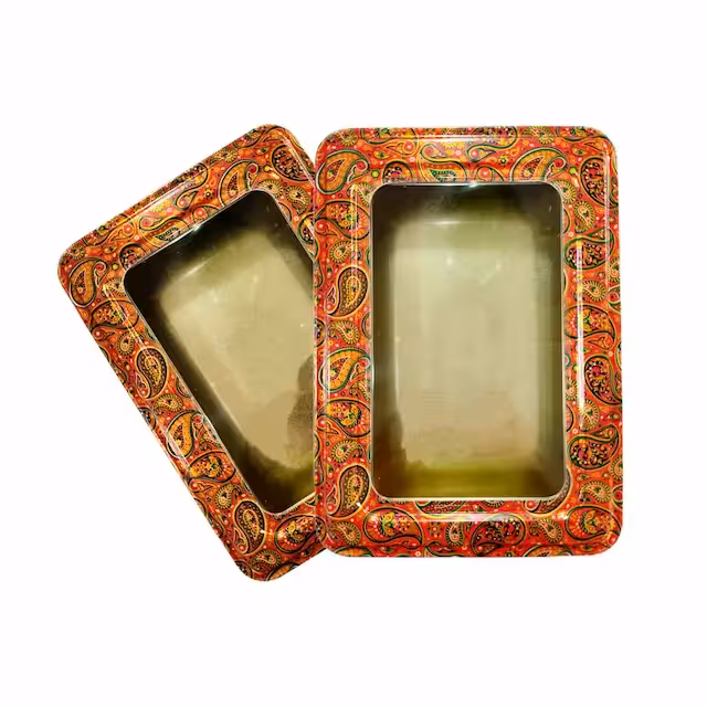 جعبه فلزی مستطیل طرح خاتم