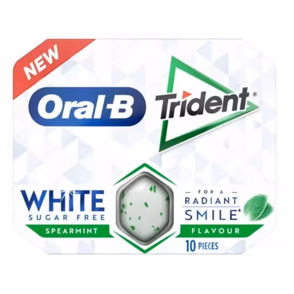 آدامس  بدون قند تریدنت به سفارش اورال بی white  سفید کننده قدرتمند دندان  (طعم نعنا) تایید شده توسط نظام دندانپزشکی اسپانیا  بسته 10 عددی  ساخت اسپانیا