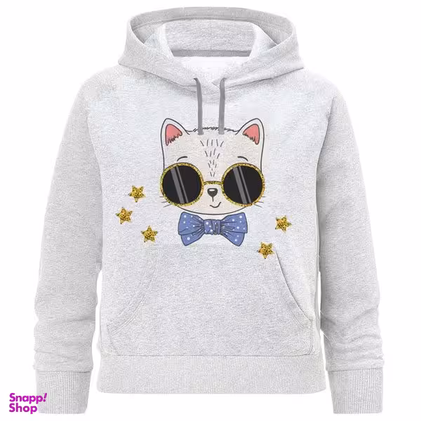 هودی دخترانه مدل گربه عینک دودی D86