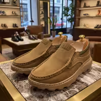 کفش چرم مردانه طبی کد TB075OL رنگ زیتونی