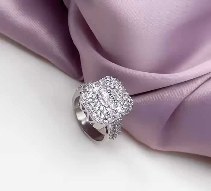 انگشتر جواهری نقره زنانه کد 10287