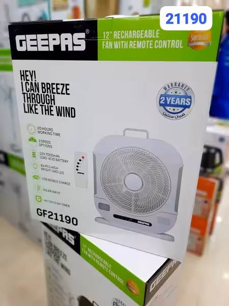 پنکه شارژی جیپاس GF21190 | خرید Geepas Rechargeable Fan