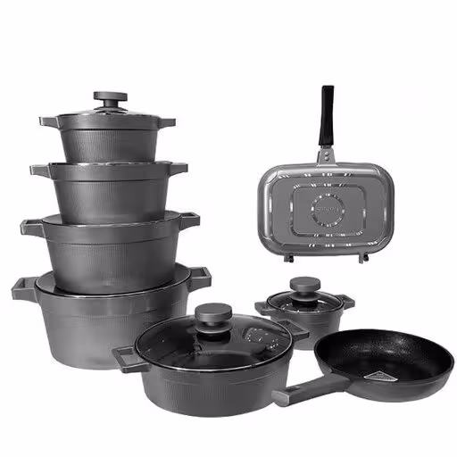 سرویس قابلمه 15 پارچه یونیک مدل دیاموند نقره ای UN-8521