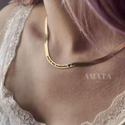 گردنبند ماری با حک متن دلخواه